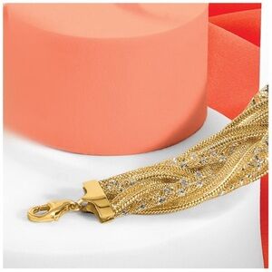 Leslie's 14K Two-tone Braided Mesh Stretch Bracelet